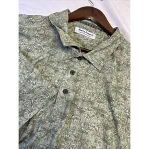 Tommy Bahama Button Up Shirt Green Floral Short Sleeve Men's‎ XLB